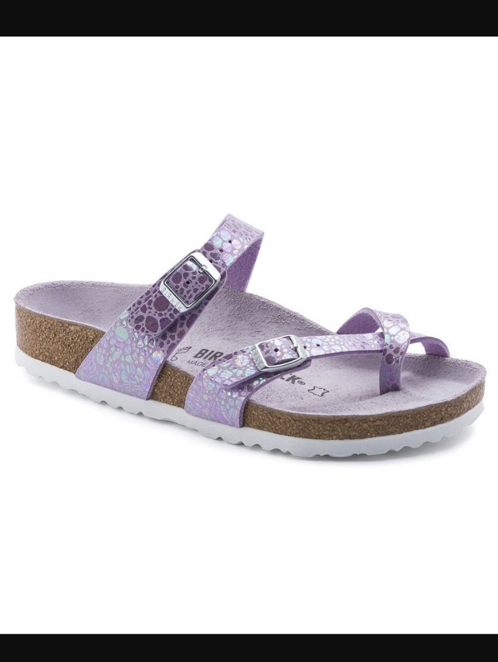 Birkenstock Mayari Birko-Flor Thong Sandals Metallic Stones Lilac Size 38